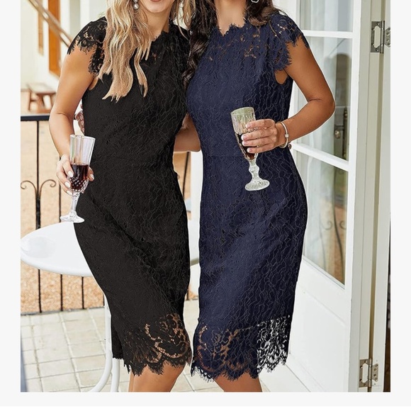 Merokeety Dress, Lace, M, New in Bag, Navy, Midi - Picture 7 of 8